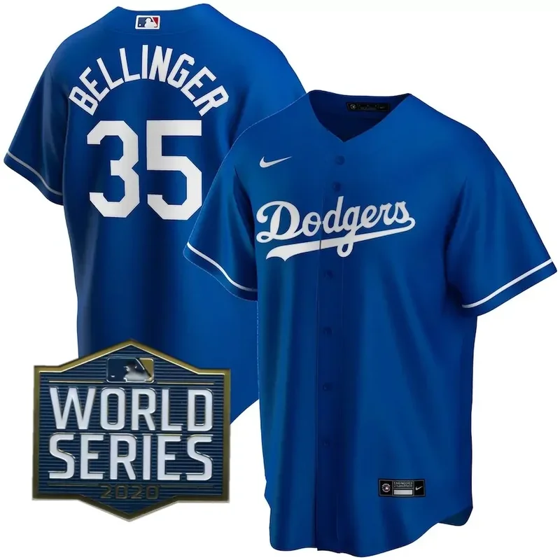 2020 World Series patch Cody Bellinger Los Angeles Dodgers Alternate 2020 Player Royal V2001 Baseball jersey - Image 5