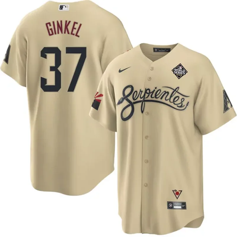 Arizona Diamondbacks #37 Kevin Ginkel Gold 2023 World Series City Connect Cool Base Stitched Baseball Baseball jersey
