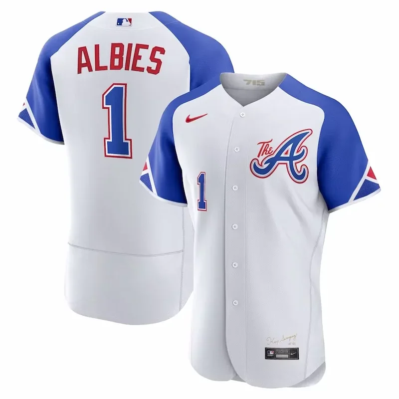 Atlanta Braves #1 Ozzie Albies White 2023 City Connect Baseball jersey