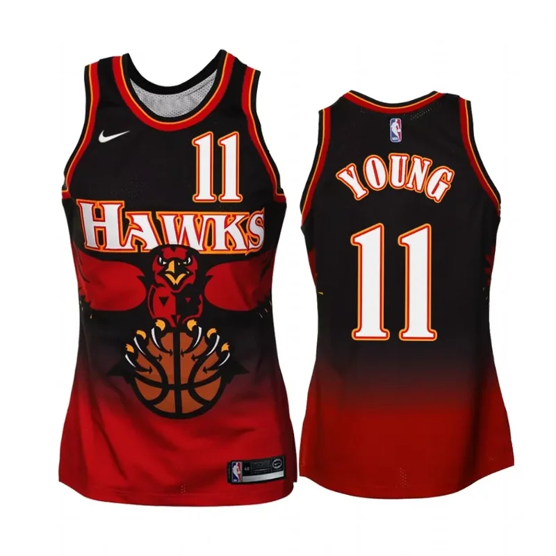 Atlanta Hawks #11 Young Black Hawk Retro Edition Basketball jersey