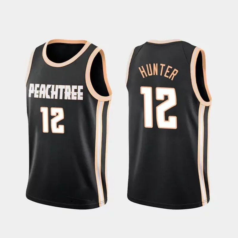Atlanta Hawks 12 De'Andre Hunter 2020 City Black City Edition Basketball jersey