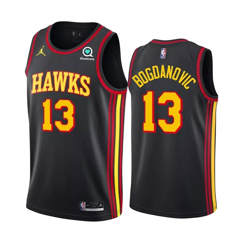 Atlanta Hawks 13 Bogdan Bogdanovic Eagle Black Basketball jersey