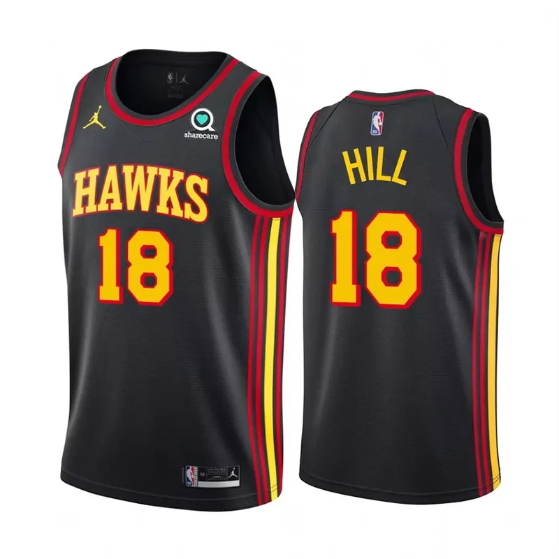 Atlanta Hawks 18 Solomon Hill Eagle Black Basketball jersey