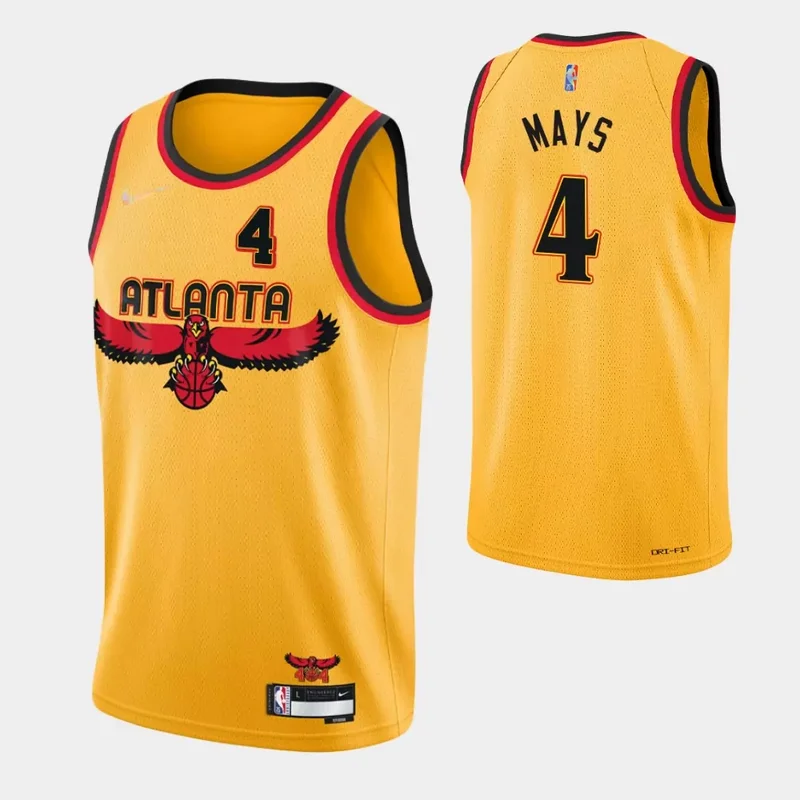 Atlanta Hawks #4 Skylar Mays 75th Anniversary City Gold Basketball jersey