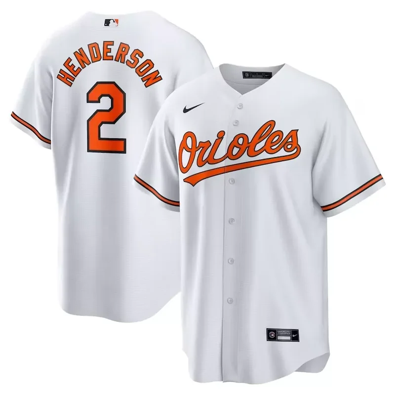 Baltimore Orioles #2 Gunnar Henderson Home Player White Baseball jersey