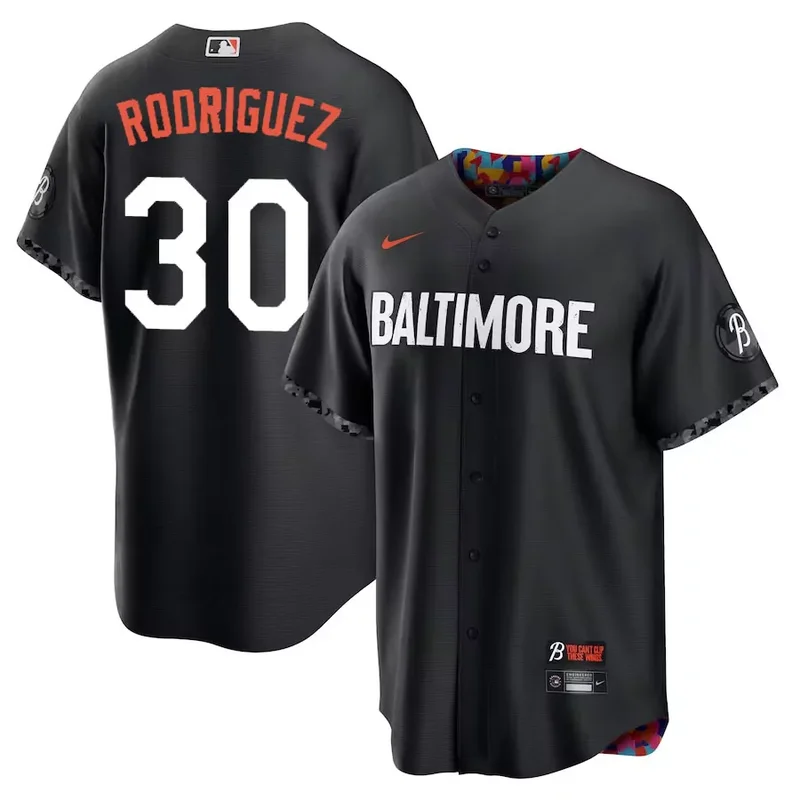 Baltimore Orioles #30 Grayson Rodriguez Black 2023 City Connect Cool Base Baseball jersey