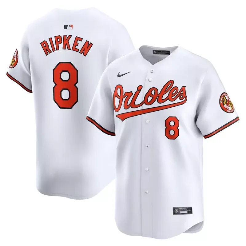 Baltimore Orioles #8 Cal Ripken Jr. Home Limited Player White Baseball jersey