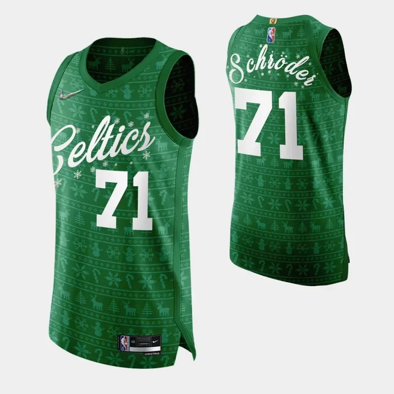 Boston Celtics #71 dennis schroder green nba 75th authentic 2021 jersey christmas night Basketball jersey