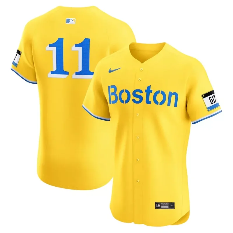 Boston Red Sox #11 Rafael Devers City Connect Elite Gold Baseball jersey
