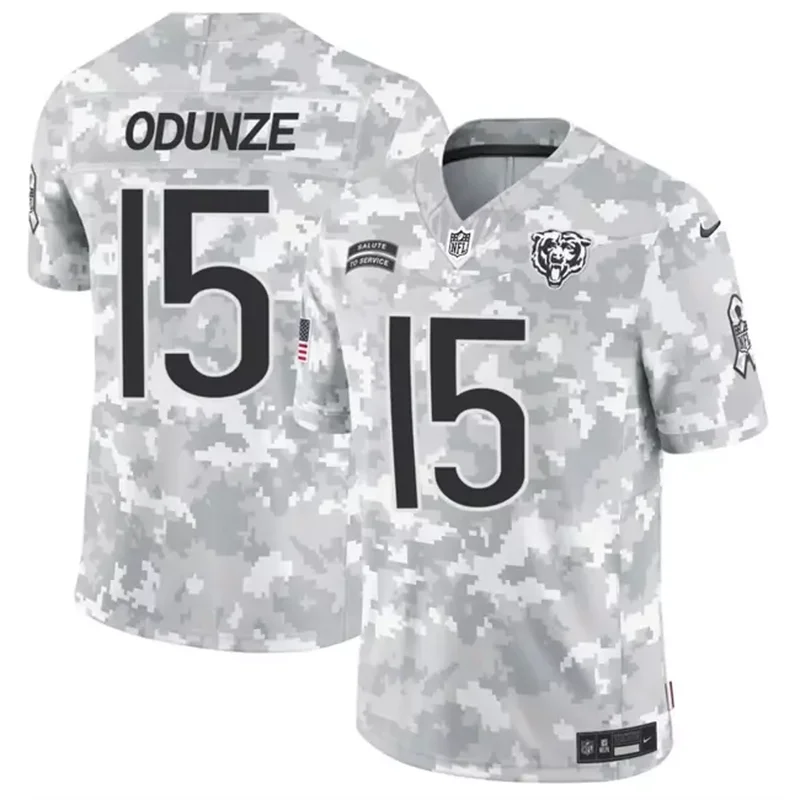 Chicago Bears #18 Caleb Williams 2024 F.U.S.E Arctic Camo Salute To Service Limited Football jersey - Image 3