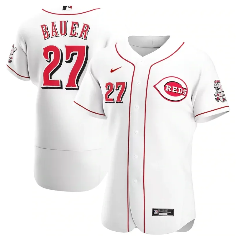 Cincinnati Reds #27 Trevor Bauer Home 2020 Player White Baseball jersey