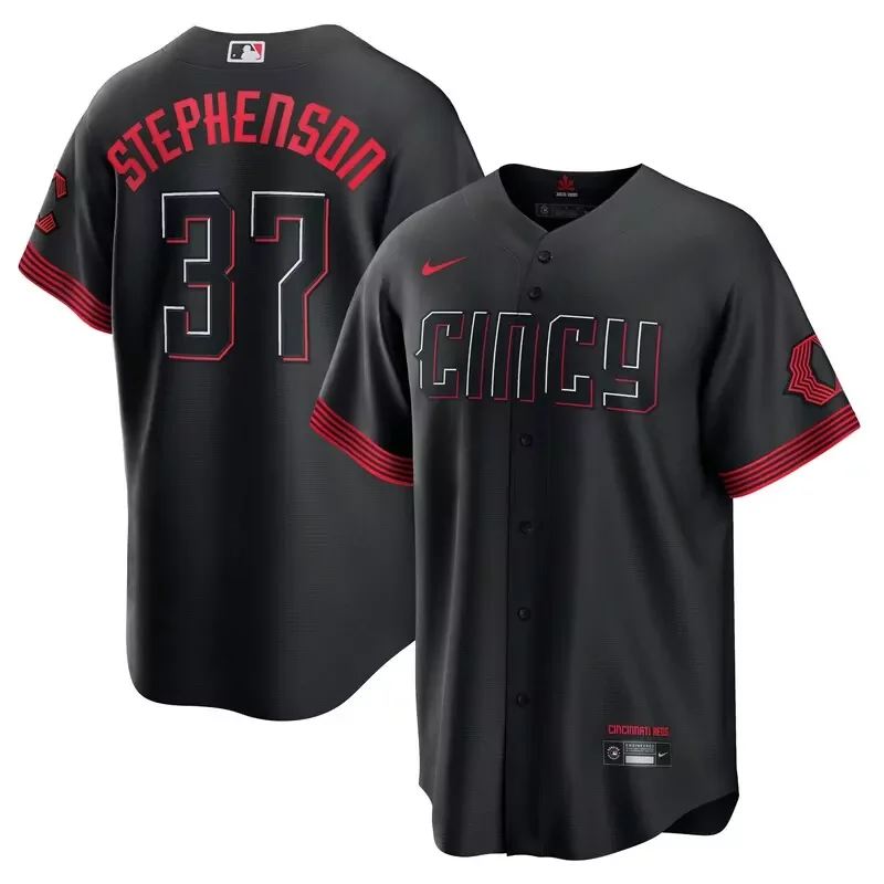 Cincinnati Reds #37 Tyler Stephenson Black 2023 City Connect Player Baseball jersey