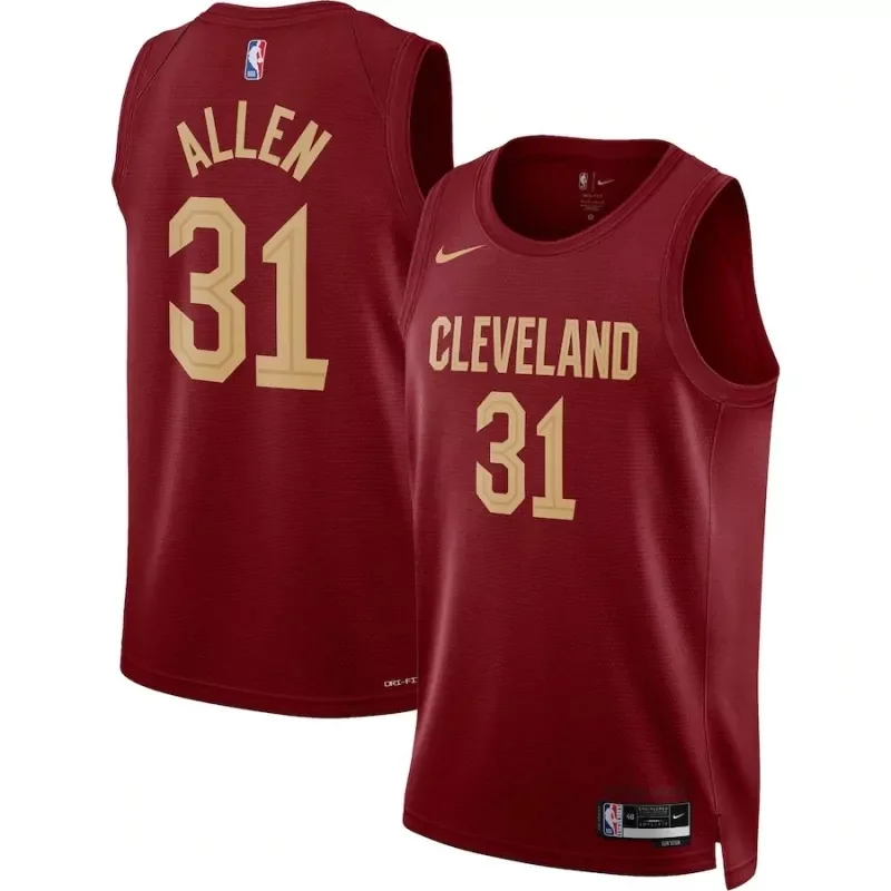 Cleveland Cavaliers #31 Jarrett Allen 2022 23 wine Icon edition Basketball jersey