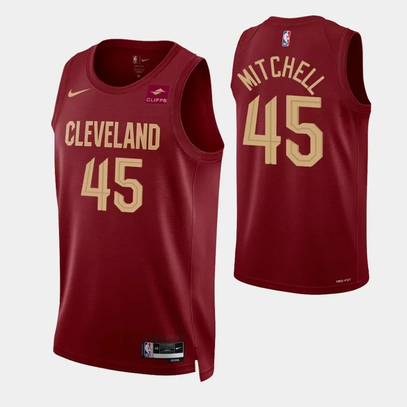 Cleveland Cavaliers #45 Donovan Mitchell 2022 23 Icon Edition Wine Basketball jersey