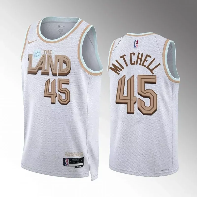 Cleveland Cavaliers #45 donovan mitchell 2022 23 city edition white jersey 1 Basketball jersey