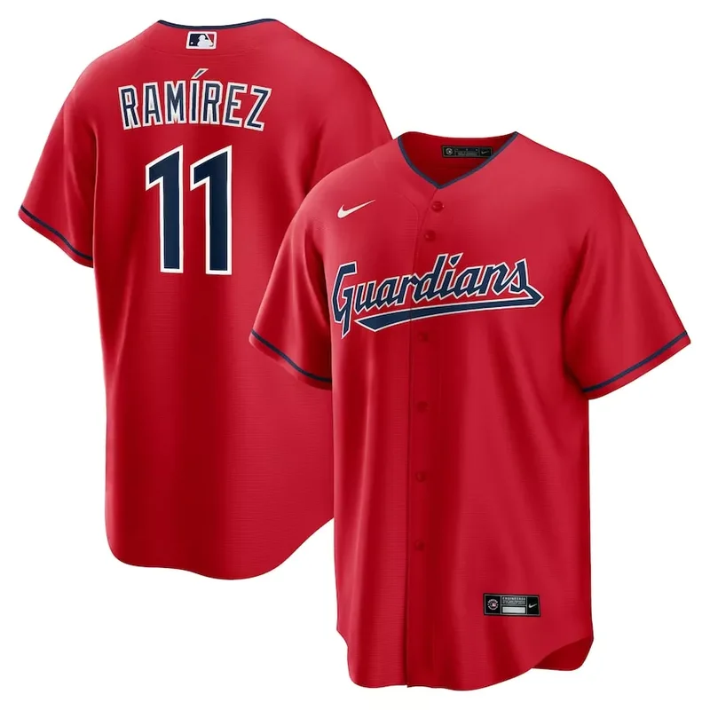 Women Cleveland Guardians #11 Jose Ram韗ez Teal 2023 All Star Stitched Baseball Baseball jersey - Image 4