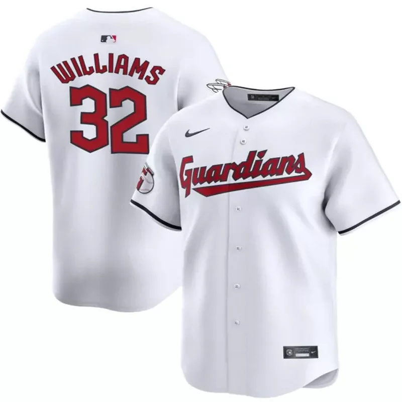 Cleveland Guardians #32 Gavin Williams White Cool Base Stitched Baseball Baseball jersey
