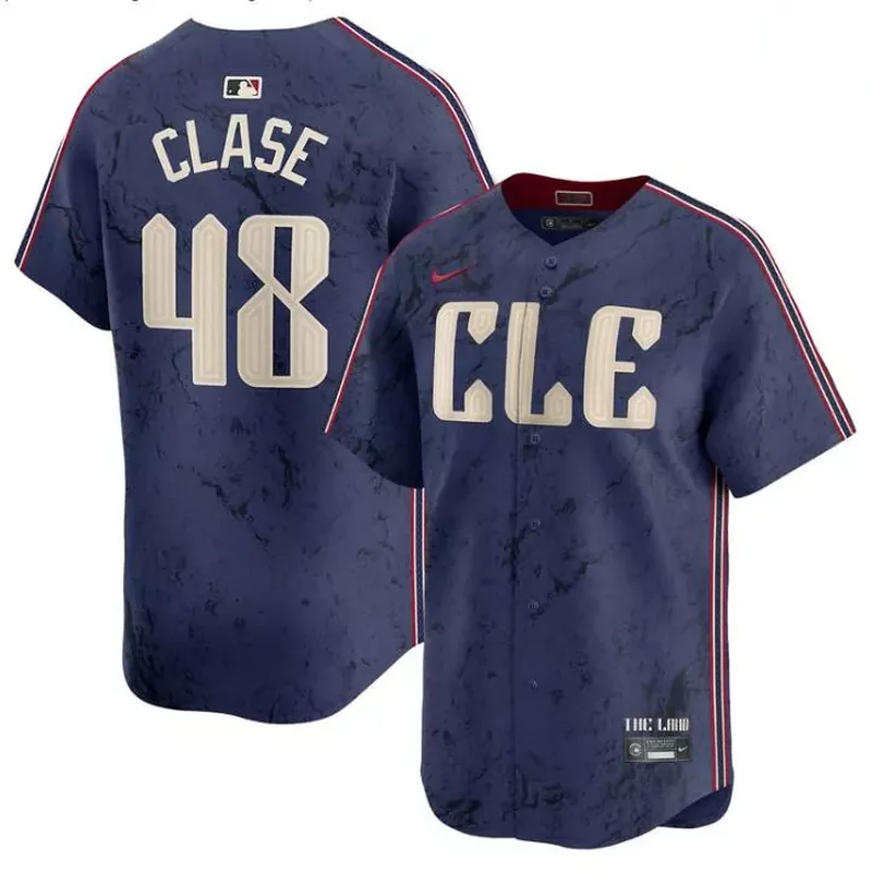 Cleveland Guardians #48 Emmanuel Clase Navy 2024 City Connect Limited Stitched Baseball jersey