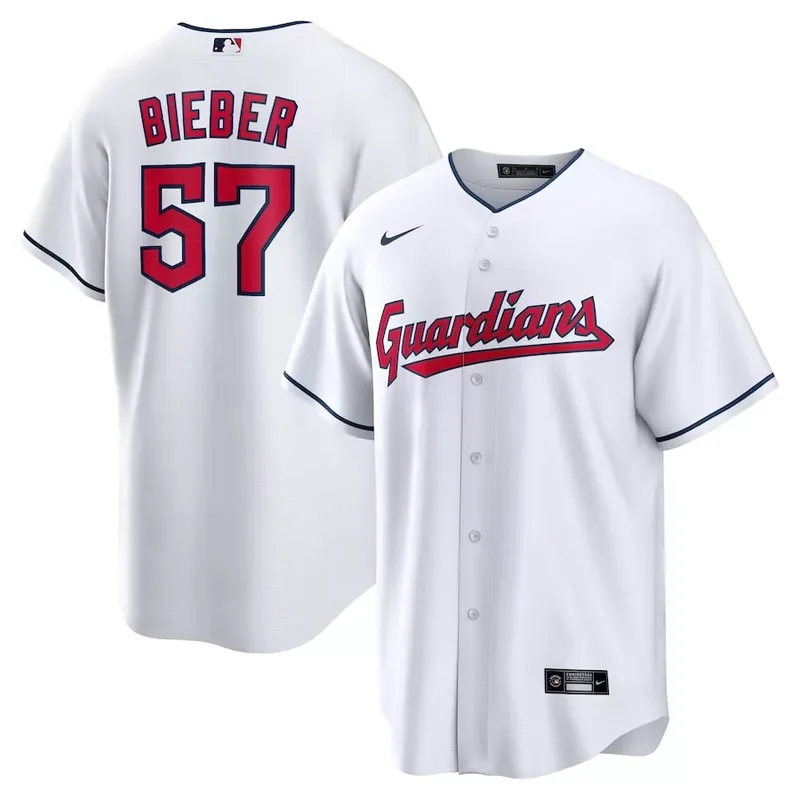 Cleveland Guardians #57 Shane Bieber Player White Baseball jersey