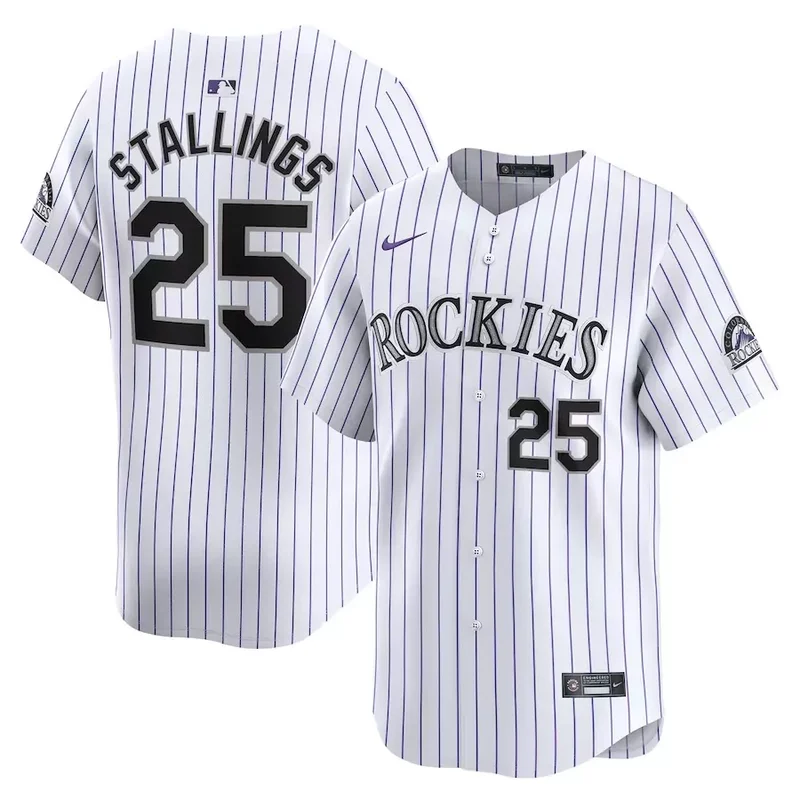 Colorado Rockies #25 Jacob Stallings Home Limited Player White Baseball jersey