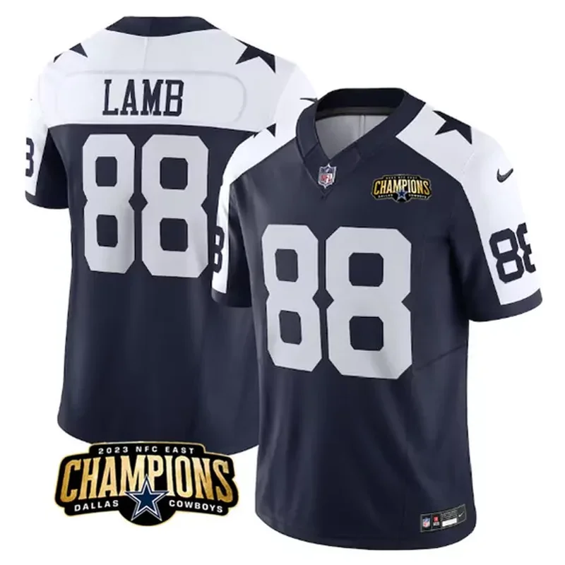 Dallas Cowboys #88 CeeDee Lamb Navy White 2023 F.U.S.E. NFC Champions Navy White Football jersey