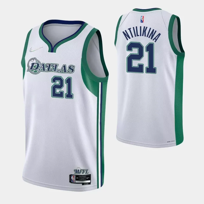 Dallas Mavericks #21 Frank Ntilikina 2021 22 City Edition White Basketball jersey