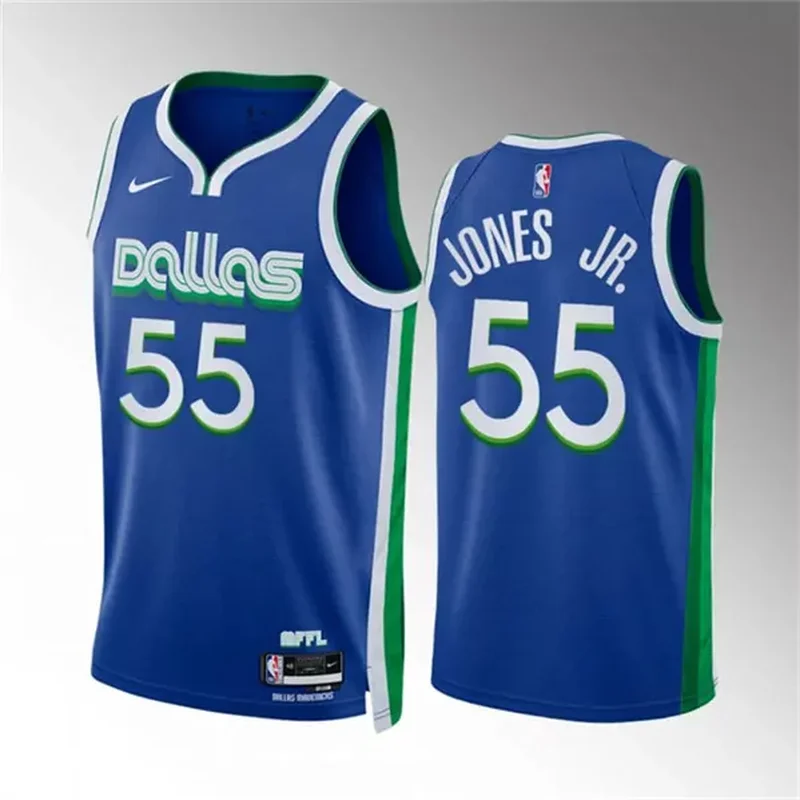 Dallas Mavericks #55 Derrick Jones Jr Blue City Edition Stitched Basketball jersey