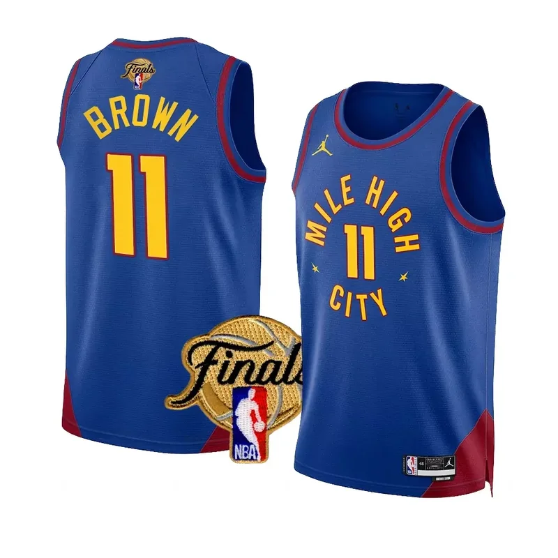 Denver Nuggets #11 Bruce Brown 2023 NBA Finals Statement Edition Blue Basketball jersey