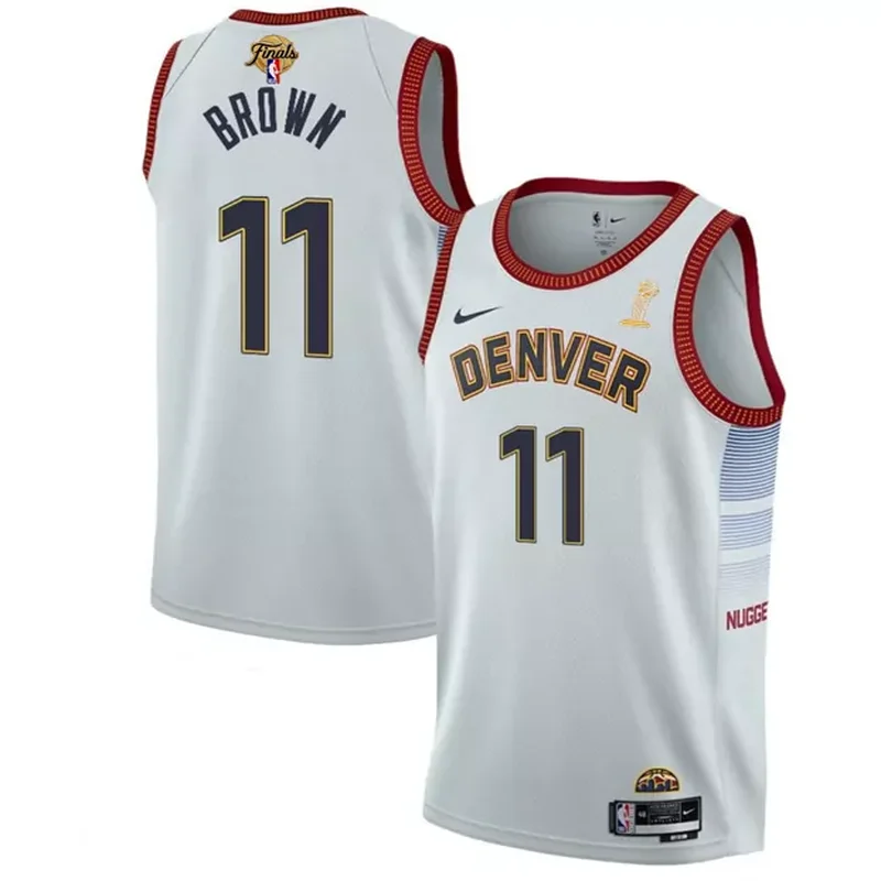 Denver Nuggets #11 Bruce Brown White 2023 Finals Champions Icon Edition Stitched Basketball jersey