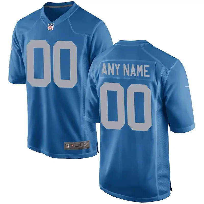 Detroit Lions Throwback Custom Game Blue Football jersey