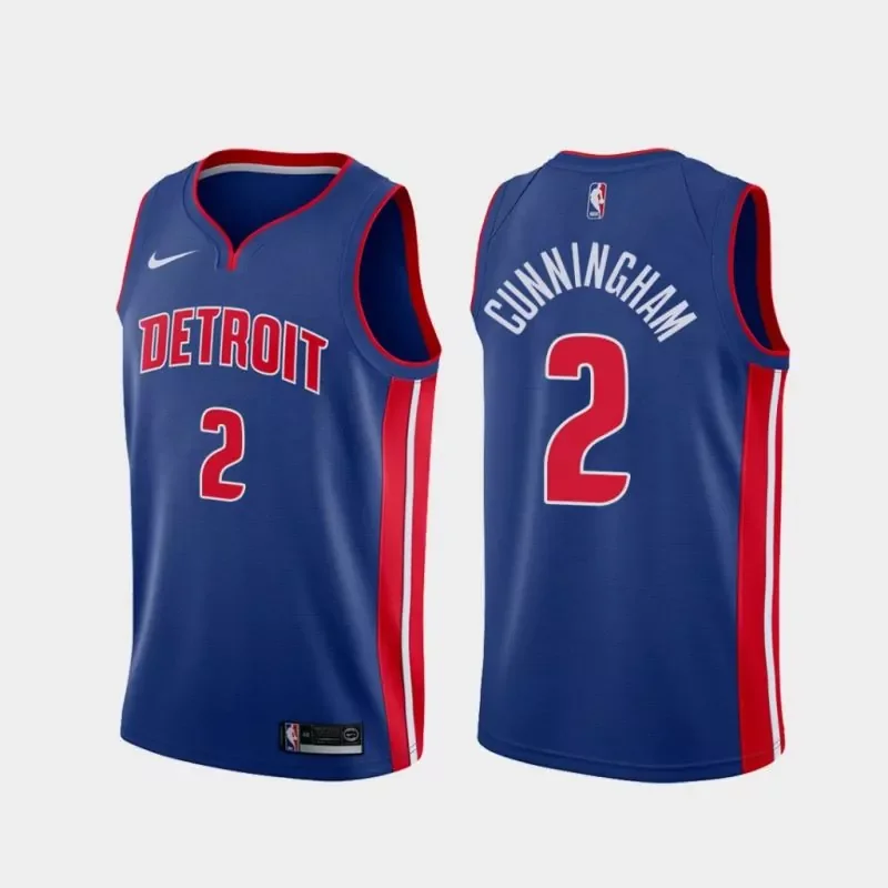Detroit Pistons #2 Cade Cunningham 20 21 Season Rookie Blue Color Basketball jersey