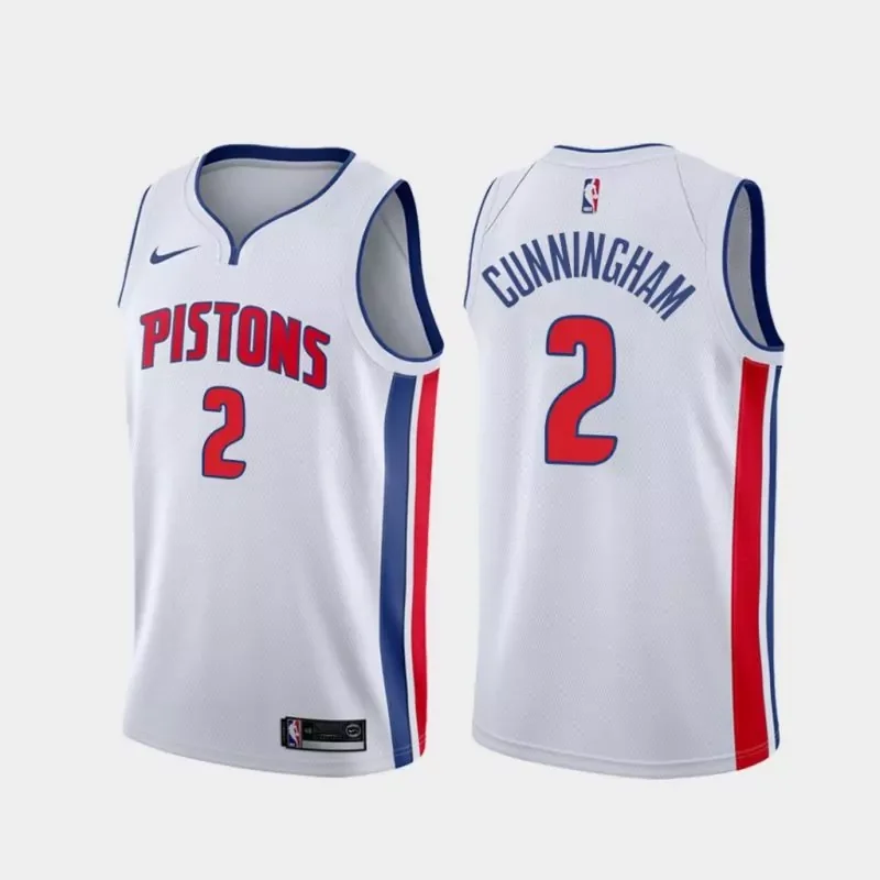 Detroit Pistons #2 Cade Cunningham 20 21 Season Rookie White Basketball jersey