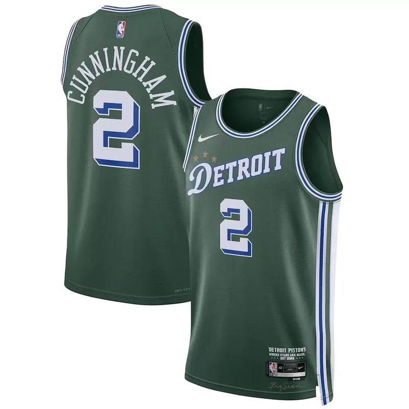 Detroit Pistons #2 Cade Cunningham Unisex 202223 City Edition Green Basketball jersey