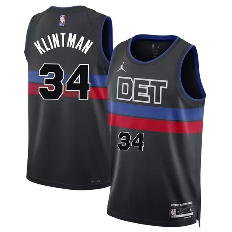 Detroit Pistons #34 Bobi Klintman Black 2024 Statement Edition Stitched Basketball Basketball jersey