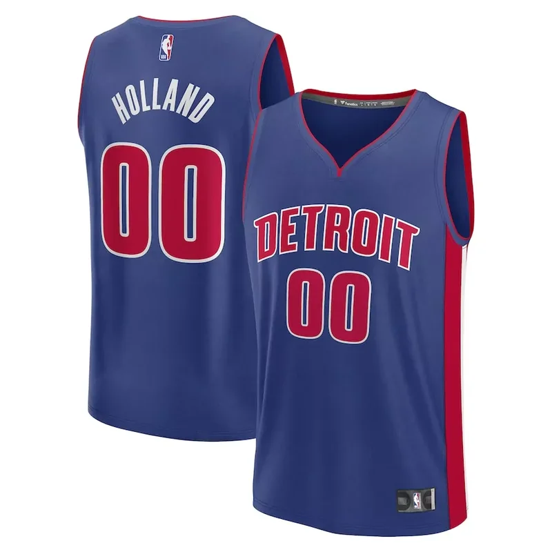 Detroit Pistons Ron Holland 2024 NBA Draft Fast Break Player Icon Edition Blue Basketball jersey