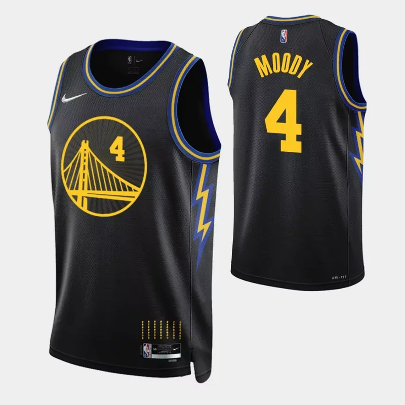 Golden State Warriors #4 Moses Moody 2021 22 City Edition Black Basketball jersey