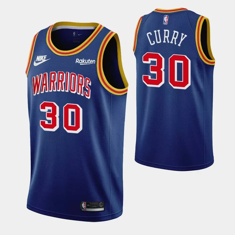 Golden State Warriors Stephen Curry No. 30 75th Anniversary Blue Basketball jersey