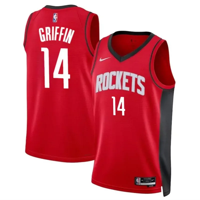 Houston Rockets #14 AJ Griffin Red Icon Edition Stitched Basketball jersey