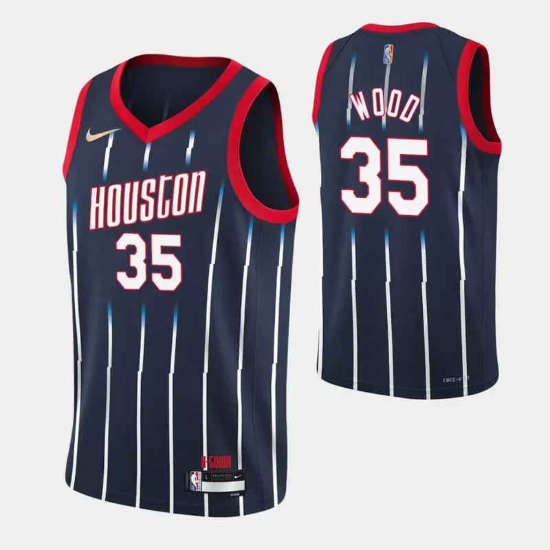 Houston Rockets #35 Christian Wood 75th Anniversary City Navy Basketball jersey