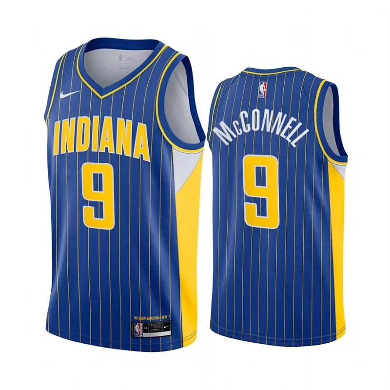 Indiana Pacers 8 Justin Holiday City Edition Stripes Blue Basketball jersey - Image 2