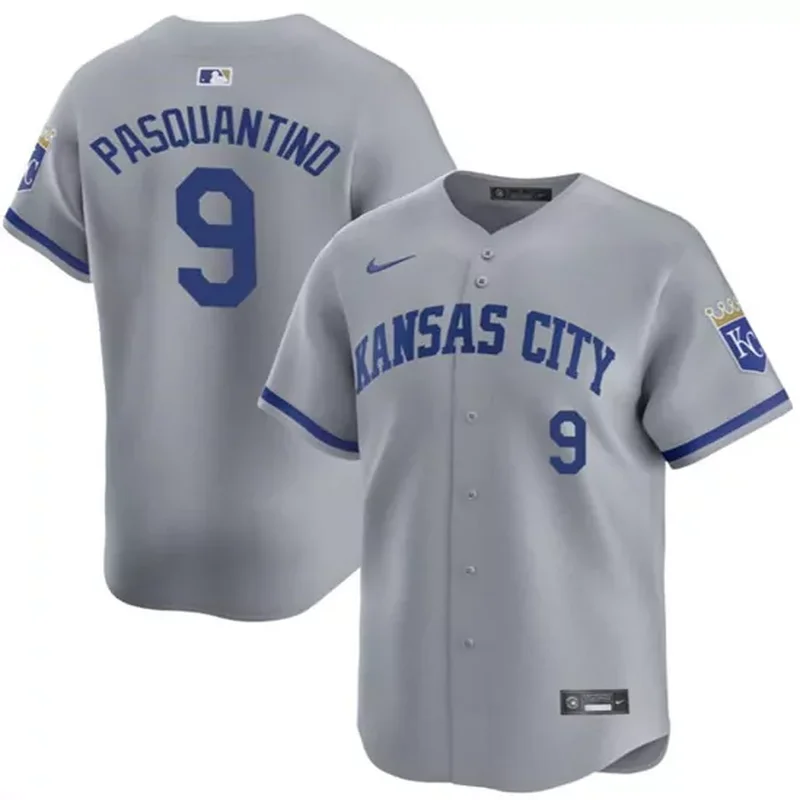 Kansas City Royals #9 Vinnie Pasquantino Gray 2024 Away Limited Stitched Baseball jersey