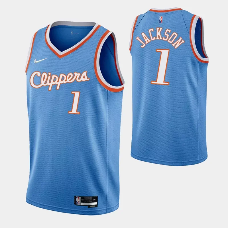 Los Angeles Clippers #1 Reggie Jackson 75th Anniversary City Blue Basketball jersey