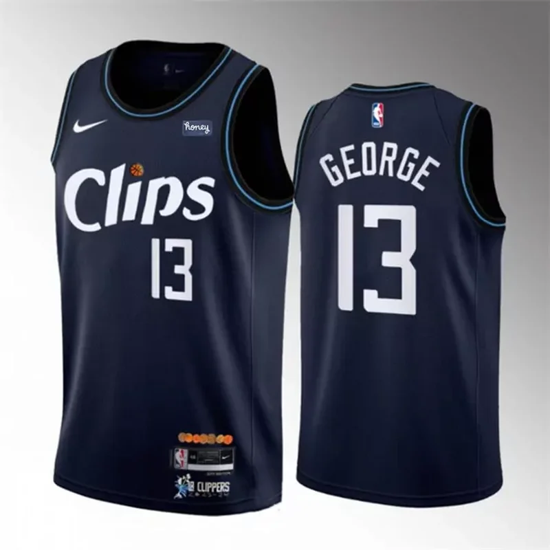 Los Angeles Clippers #13 Paul George Navy 2023 24 City Edition Stitched Basketball jersey