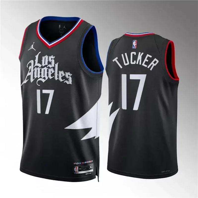 Los Angeles Clippers #17 P.J. Tucker Black Statement Edition Stitched Basketball jersey