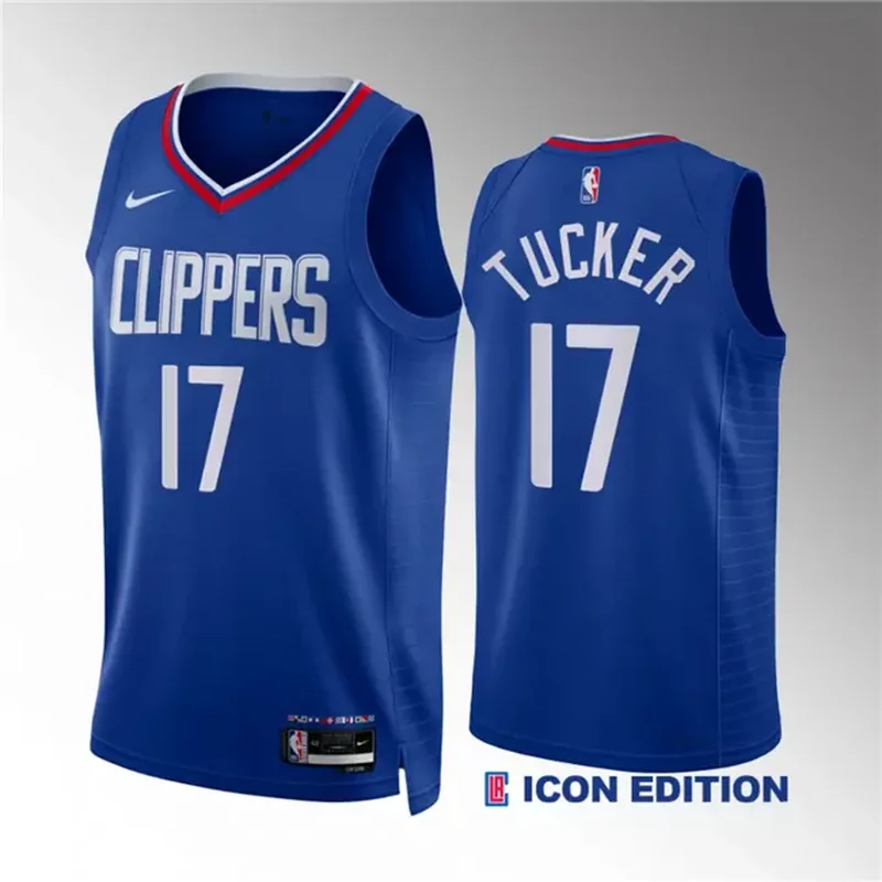 Los Angeles Clippers #17 P.J. Tucker Blue Icon Edition Stitched Basketball jersey