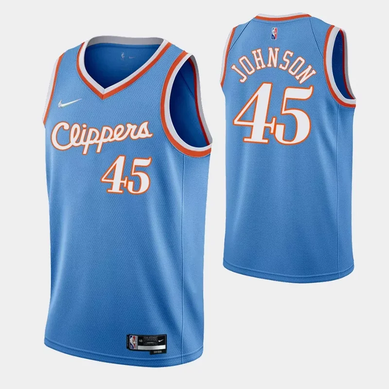 Los Angeles Clippers #1 Reggie Jackson 75th Anniversary 2021 22 City Blue Basketball jersey - Image 4