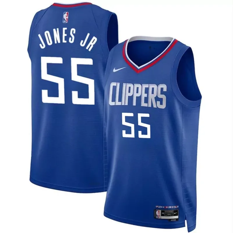 Los Angeles Clippers #55 Derrick Jones Jr Blue Icon Edition Stitched Basketball jersey