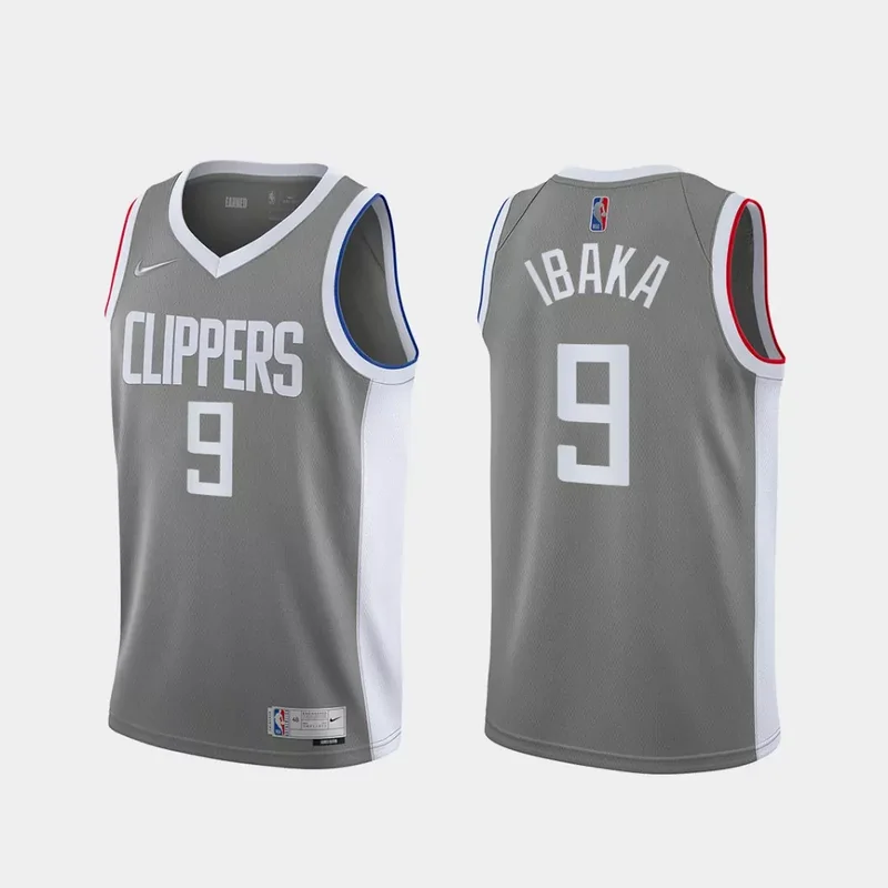 Los Angeles Clippers #9 Serge Ibaka Reward Gray Basketball jersey