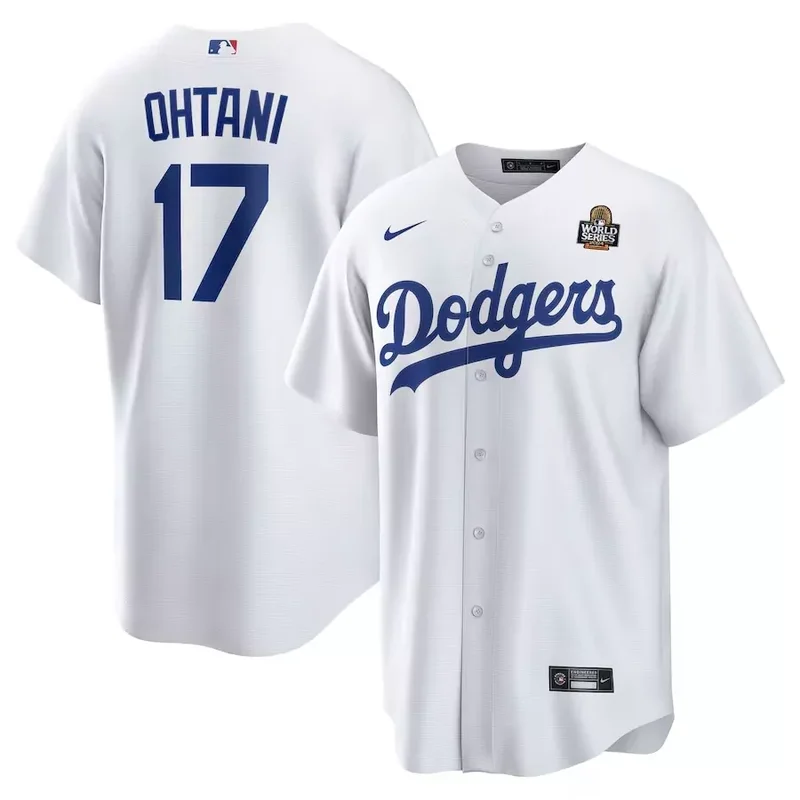 Los Angeles Dodgers #17 Shohei Ohtani 2024 World Series Home Player White Baseball jersey