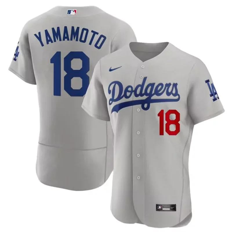 Los Angeles Dodgers #18 Yoshinobu Yamamoto Gray 2023 Flex Base Stitched Baseball Baseball jersey